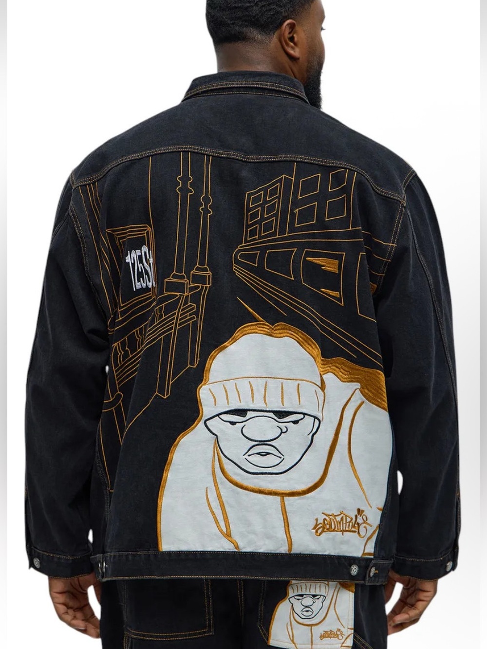 Southpole back embroidery Contrast Stitch denim Trucker Jacket size L